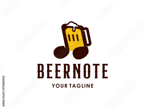 Night club bar logo for party with beer title symbol and music notes