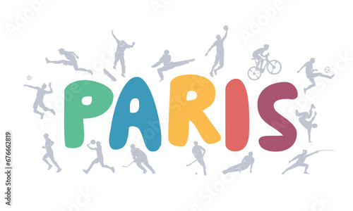 Canvas Print Great editable vector file of world international multisport competition silhoue