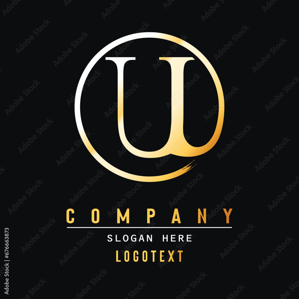 luxury letter U logo design. Brush Stroke U Letter Logo Design. Yellow Gold Paint Logo U Letters Icon with Elegant Circle Vector Design.eps 8 luxury letter U logo design. Brush Stroke U Letter Logo Design. Yellow Gold Paint Logo U Letters Icon with Elegant Circle Vector Design.eps 8