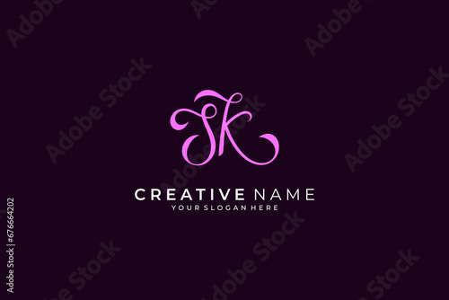 HJ handwritten monogram letter logo template