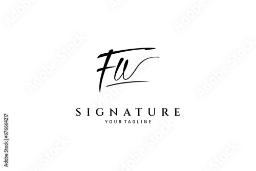 FU F U handwritten logo template. Initial signature vector