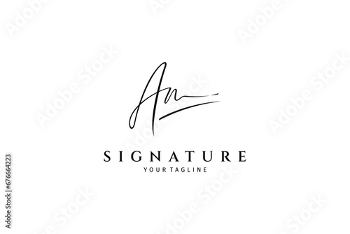 A N AN letter monogram handwriting signature logo vector