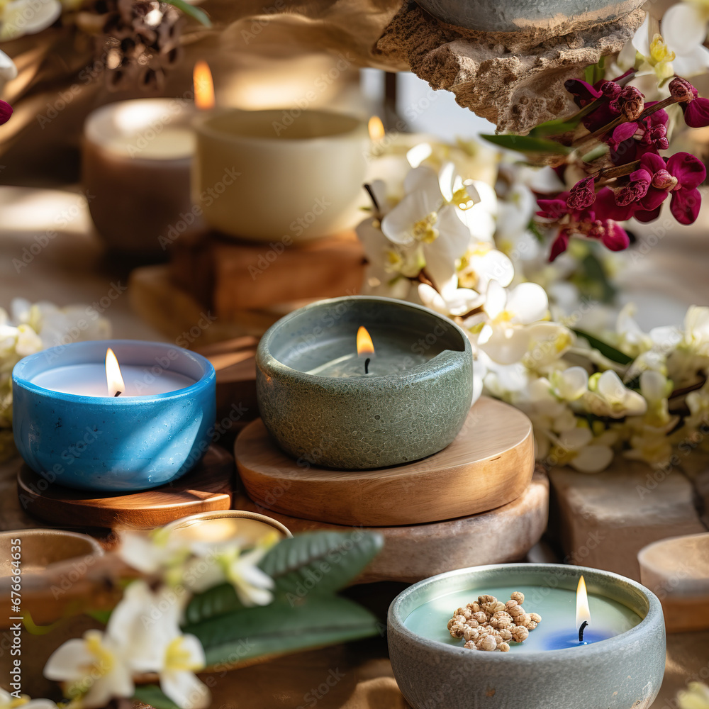 Candles table top flat lay repeat pattern Candles table top flat lay repeat pattern