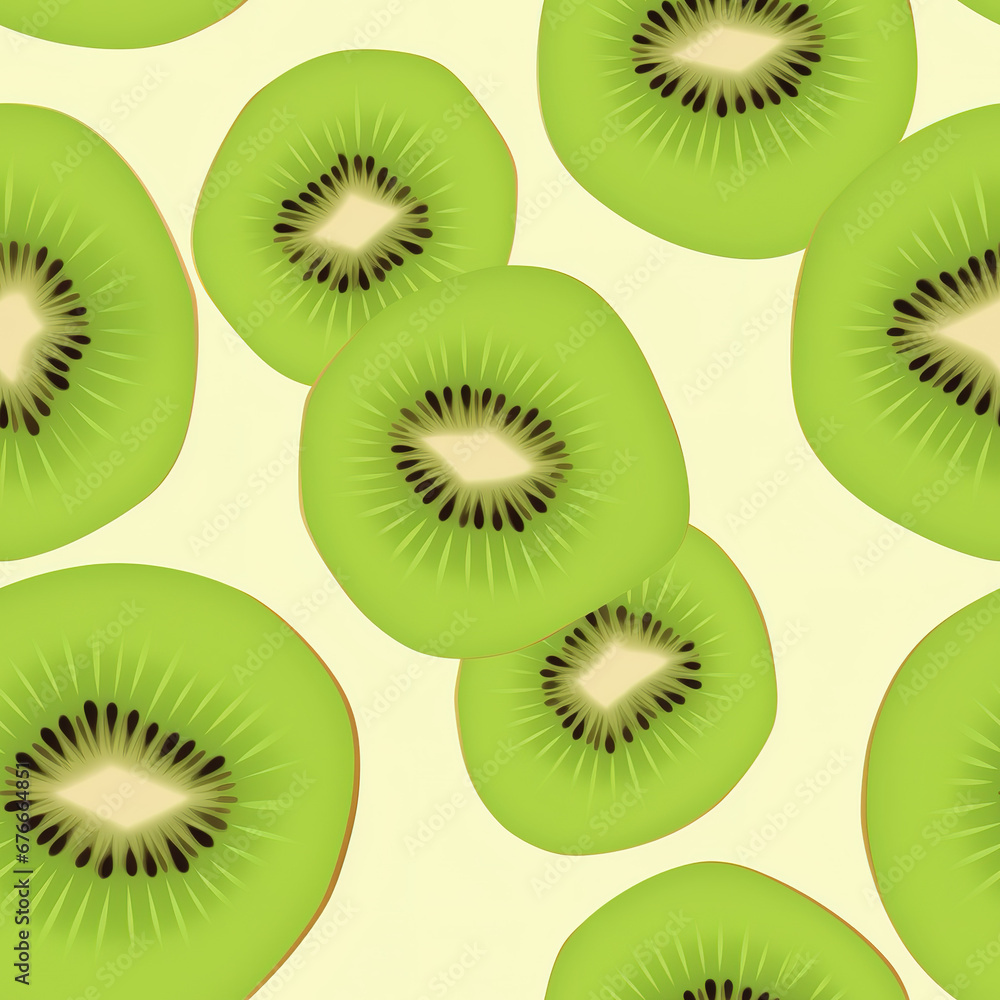 Fototapeta premium Kiwi fruit cartoon repeat pattern