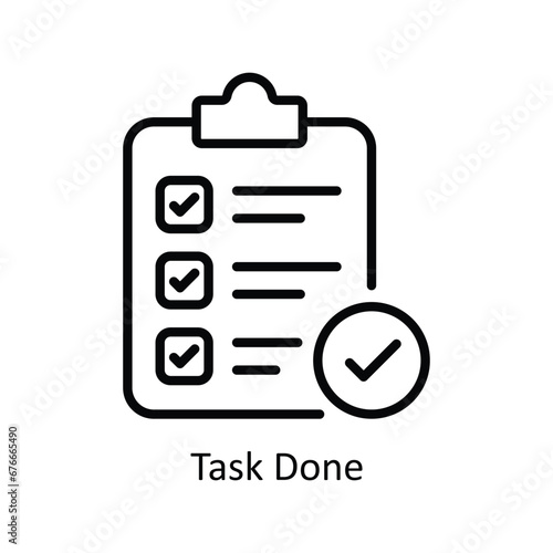 Task Done vector outline Icon Design illustration. Business And Management Symbol on White background EPS 10 File © Designer`s Circle 