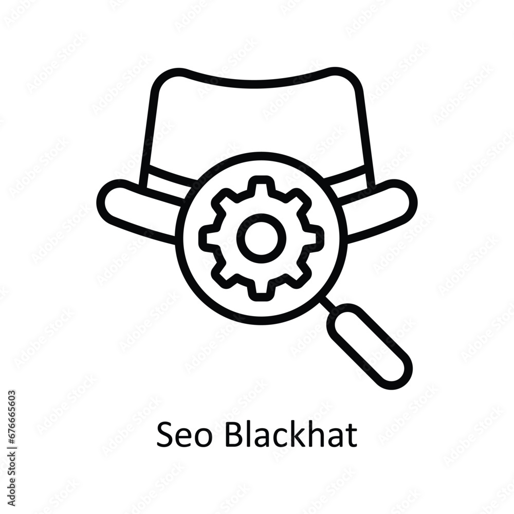 Obraz premium SEO Black hat vector outline Icon Design illustration. Business And Management Symbol on White background EPS 10 File
