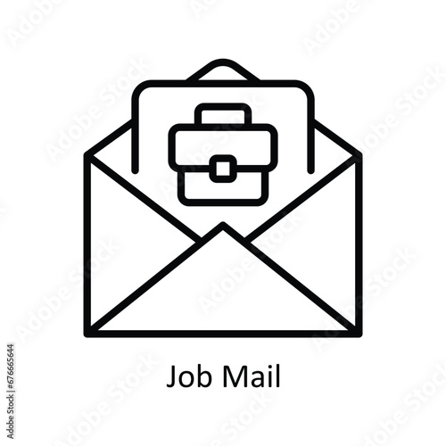 Job Mail vector outline Icon Design illustration. Business And Management Symbol on White background EPS 10 File