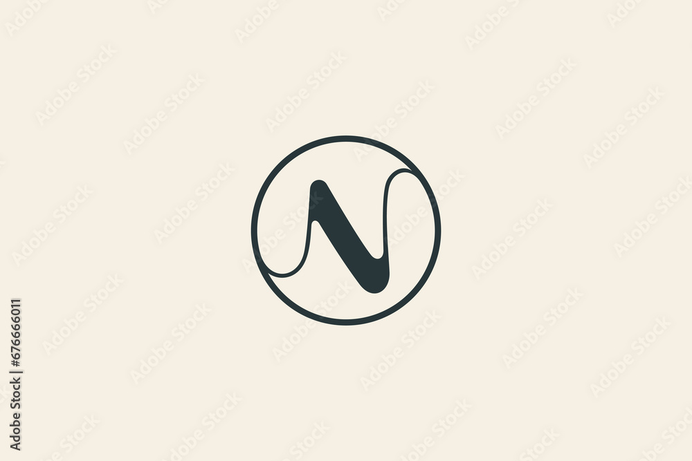 N letter simple minimal logo vector in circle frame N letter simple minimal logo vector in circle frame