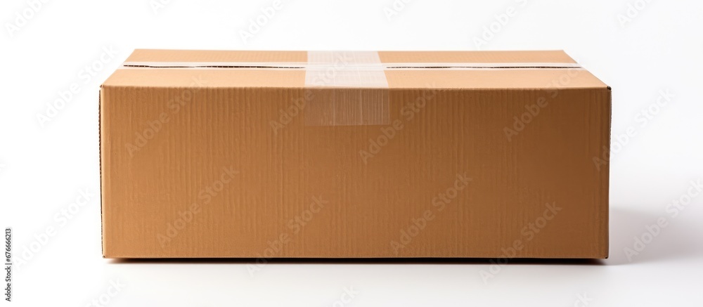 big cardboard box ready to send on white background