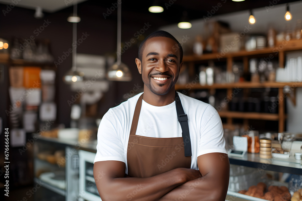 Fototapeta premium portrait of a happy black man small business owner