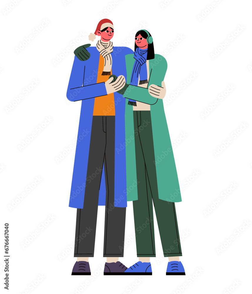 christmas lovers couple wearing clothes