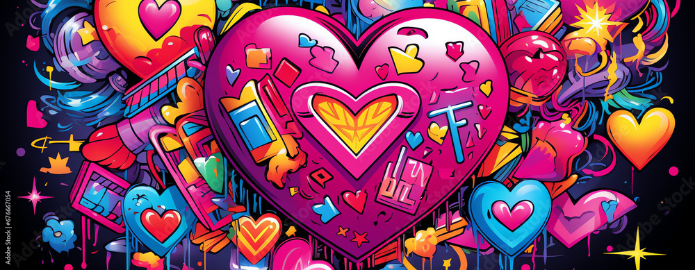 hearts graffiti, AI generated hearts graffiti, AI generated