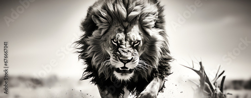 running lion, AI generated