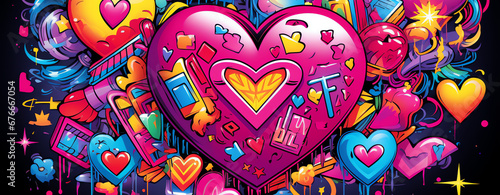 hearts graffiti  AI generated