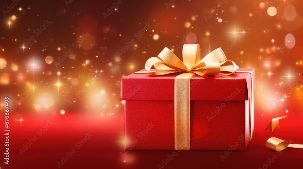 Merry Christmas and Happy New Year poster or banner with red gift boxes. and christmas elements Christmas promotion in red and gold. Merry Christmas and Happy New Year poster or banner with red gift boxes. and christmas elements Christmas promotion in red and gold.