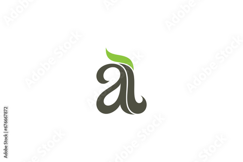 A, L, AL monogram logo vector with leaf shape