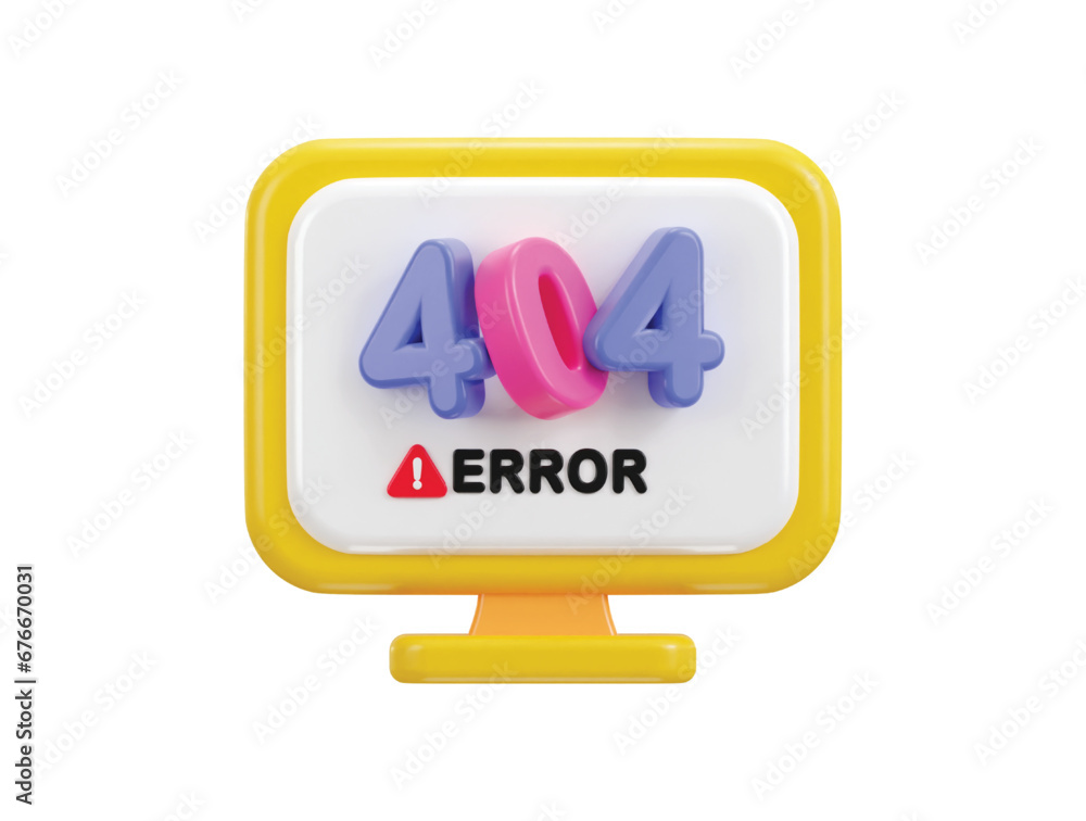 3d computer showing alert error 404 page not found icon illustration 3d computer showing alert error 404 page not found icon illustration