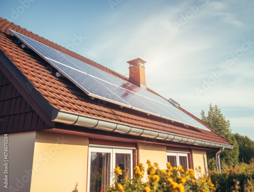 photo of solar panel house under the hot sun