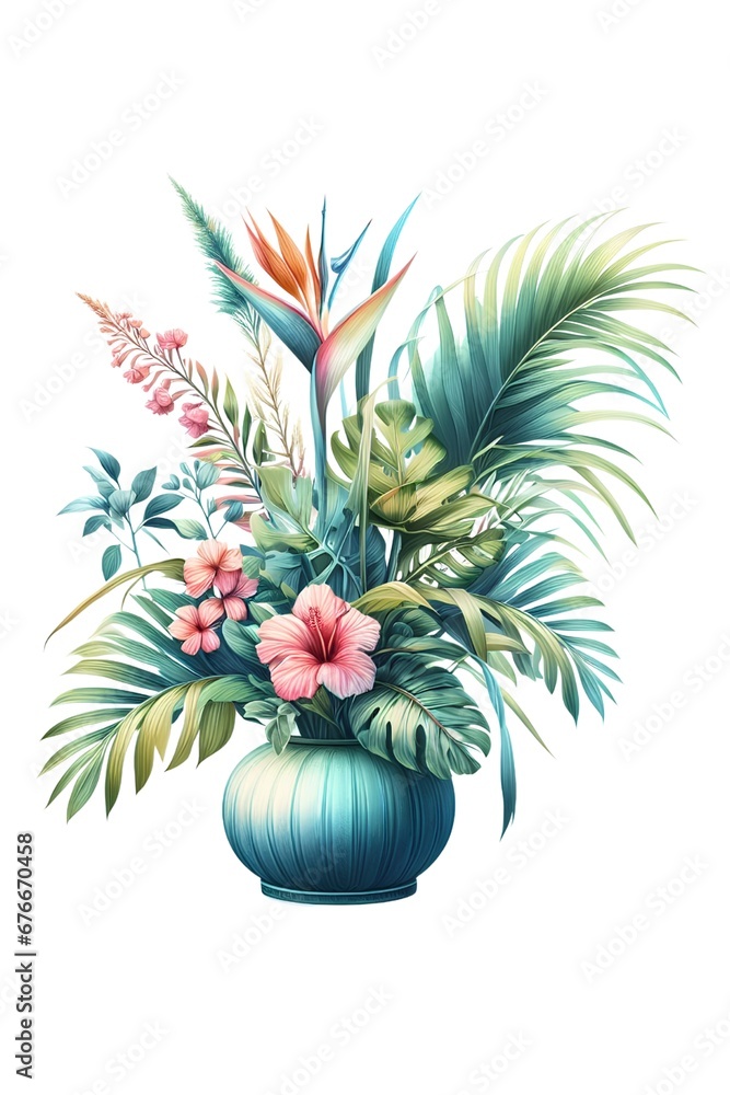 Beautiful Flowers Vase with White Background Beautiful Flowers Vase with White Background