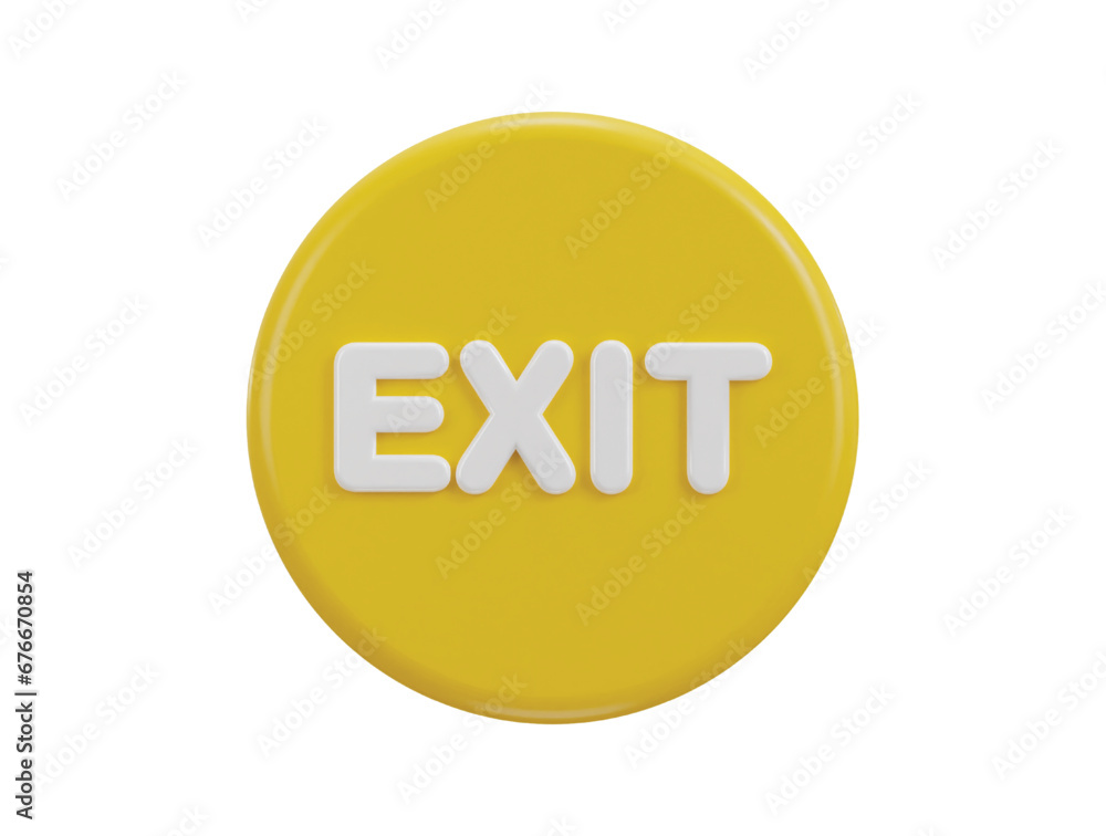 3d exit emergency button icon vector illustration 3d exit emergency button icon vector illustration