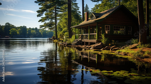 Lakeside Cabin Retreat in Serene Forest