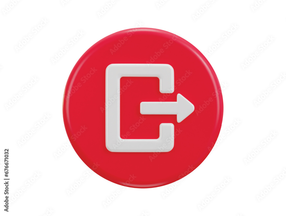 exit button emergency icon 3d rendering illustration exit button emergency icon 3d rendering illustration
