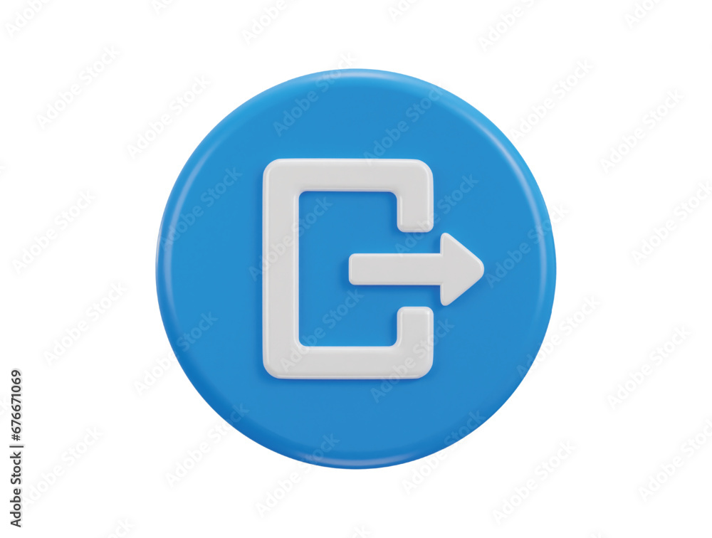 exit button emergency icon 3d rendering illustration exit button emergency icon 3d rendering illustration