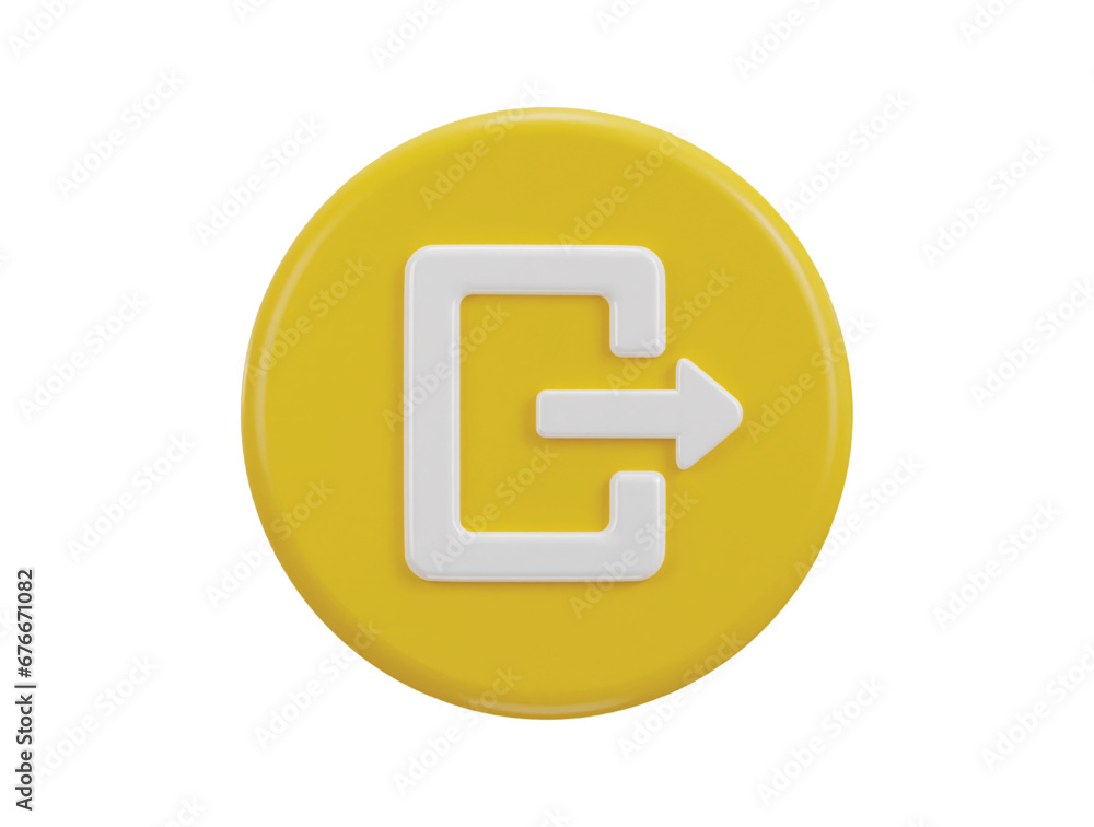exit button emergency icon 3d rendering illustration exit button emergency icon 3d rendering illustration