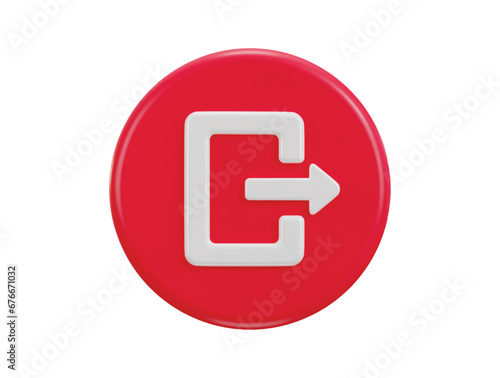 exit button emergency icon 3d rendering illustration