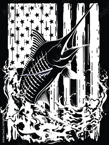 Marlin fish illustration of an background