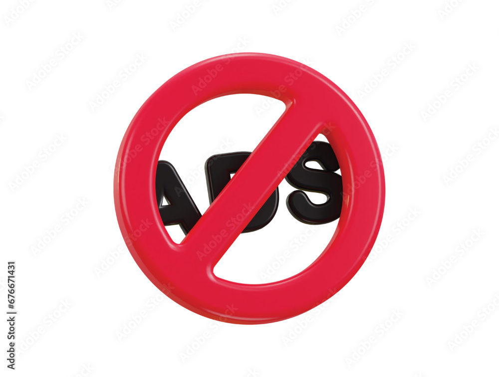 No ADS sign, Red crossed round button No ADS sign, Red crossed round button