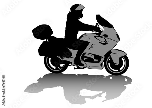 Old big bike and man white background