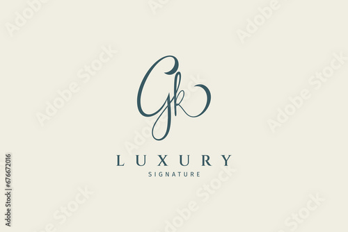 GK logo monogram design template suitable for text or emblem letters for the fashion, beauty and jewelry industry, wedding invitations, social