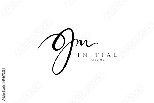 Monogram JM logo in black and white signature design style photo