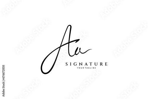 Initial Aa logo in black and white signature design style