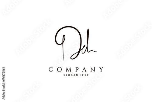 simple Initial Dd logo in black and white signature design style