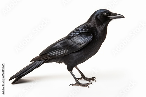 Side View Carrion Crow Corvus Corone isolated on white background Generative Ai