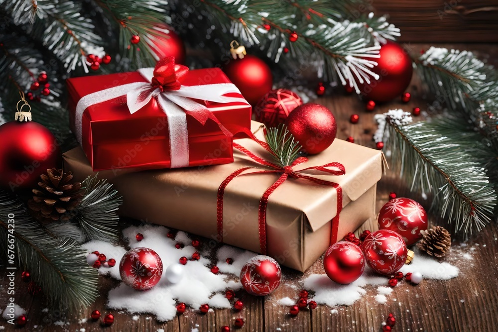 Christmas tree and gifts generated by AI technology