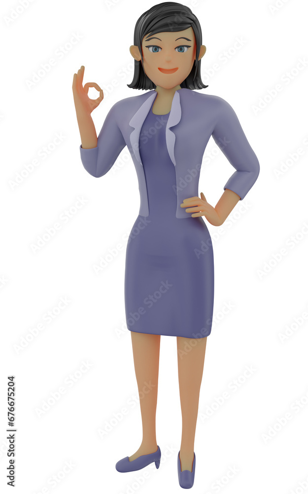 businesswoman showing ok gesture 3d illustration businesswoman showing ok gesture 3d illustration