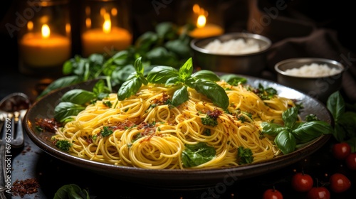 Italian Food Dishes On Dark Background , Wallpaper Pictures, Background Hd