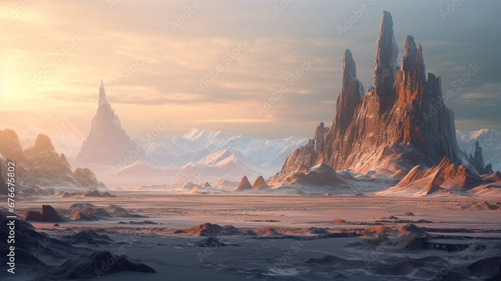 Amazing Mountains area on alien planet