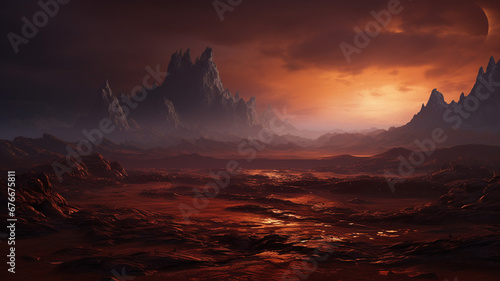 Fantastic Mountains area on alien planet © BornHappy