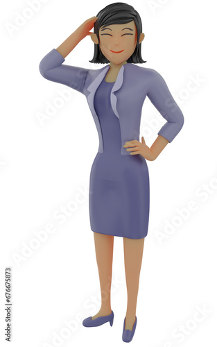 Shy Businesswoman 3d illustration