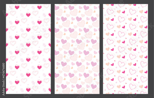 Valentine's heart seamless pattern vector poster set. Valentine's hearts shape pattern endless bundles for gift wrap holiday season lay out. Vector illustration hearts day gift wrap seamless 