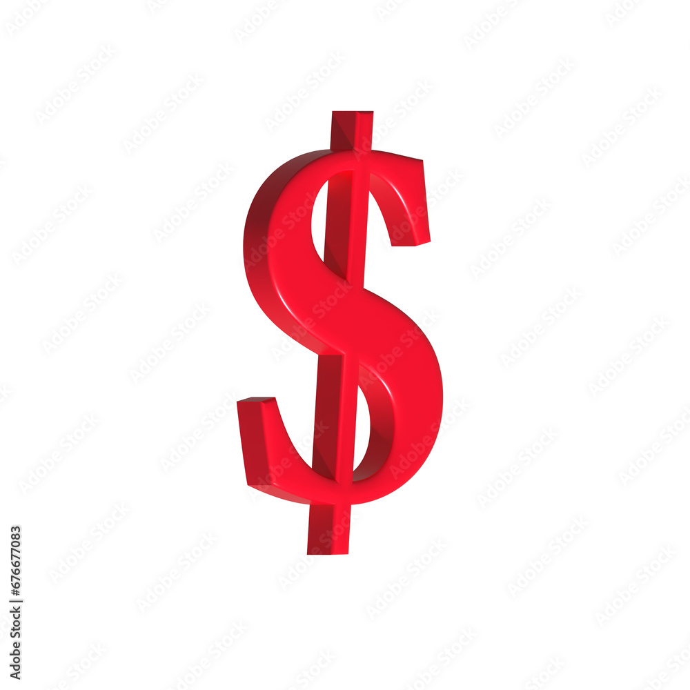 Obraz premium Dollar sign symbol 3d red color
