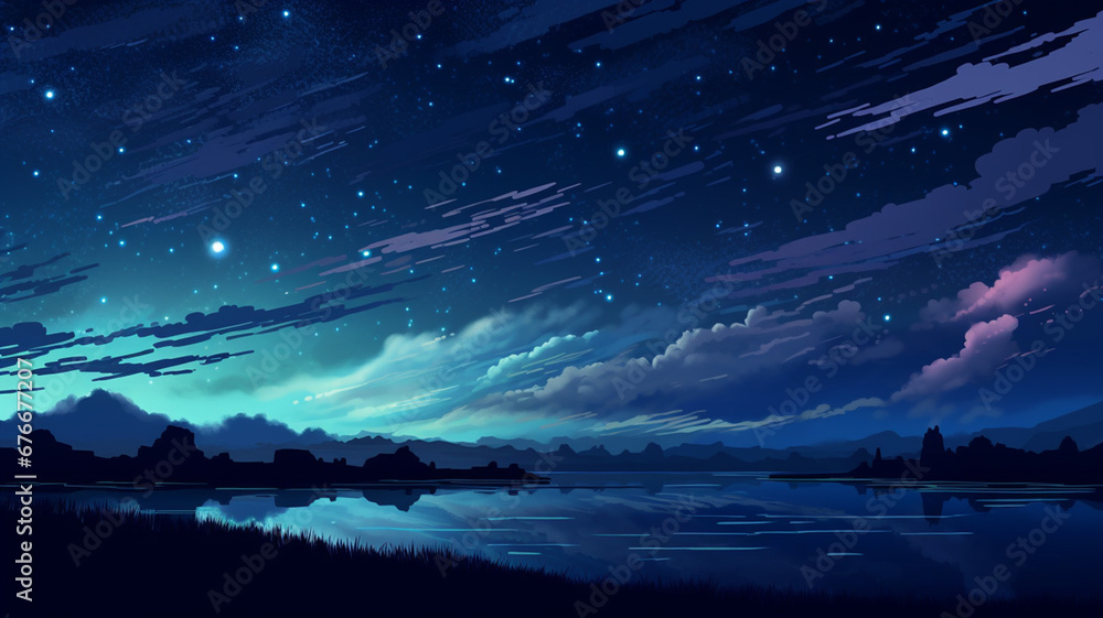 Pixel Art Star Sky at Night