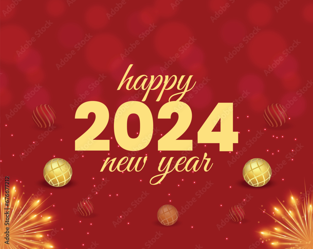 Fototapeta premium Beautiful and golden lettering for Happy New Year celebration background 