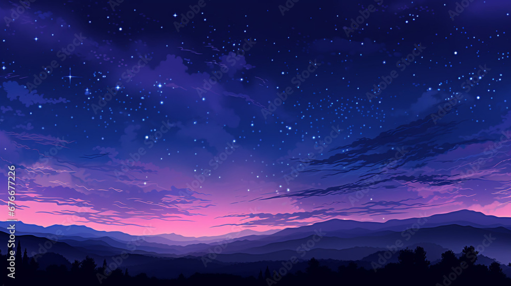 Beautiful Pixel Art Star Sky at Evening Background