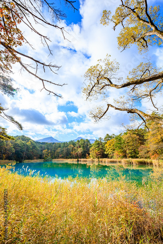 初秋の五色沼群　るり沼　福島県北塩原村　Goshikinuma in early autumn. Ruri Swamp. Fukushima Pref, Kitashiobara Village. photo