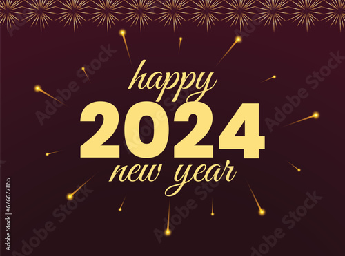 Beautiful and golden lettering for Happy New Year celebration background 